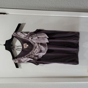 Deletta Anthropologie S dusty plum grey top tie back bow Knott detail minor flaw